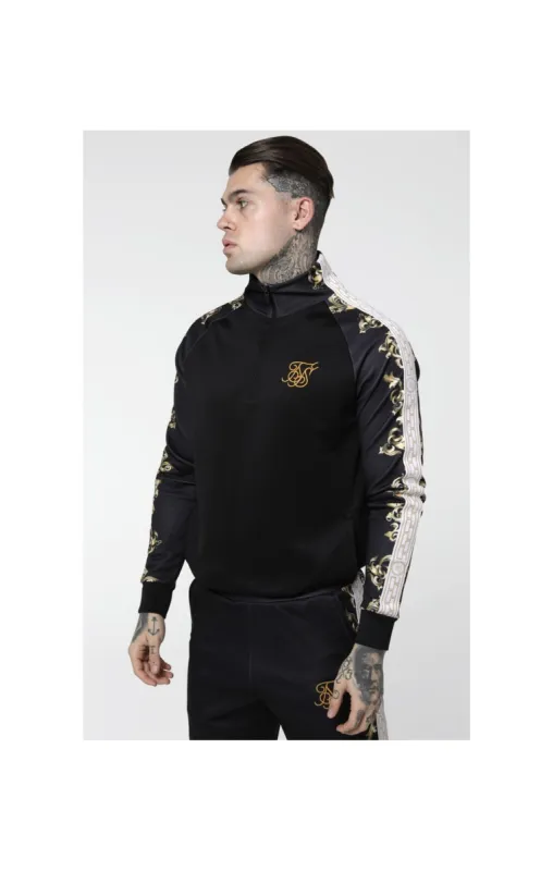 SikSilk Raglan 1/4 Zip Overhead Hoodie - Black,White & Gold sold by Siksilk