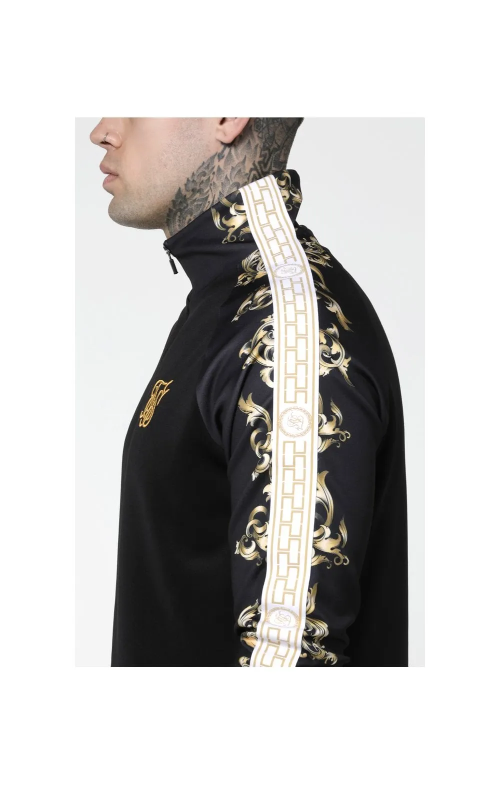SikSilk Raglan 1/4 Zip Overhead Hoodie - Black,White & Gold sold by Siksilk product image thumbnail 2