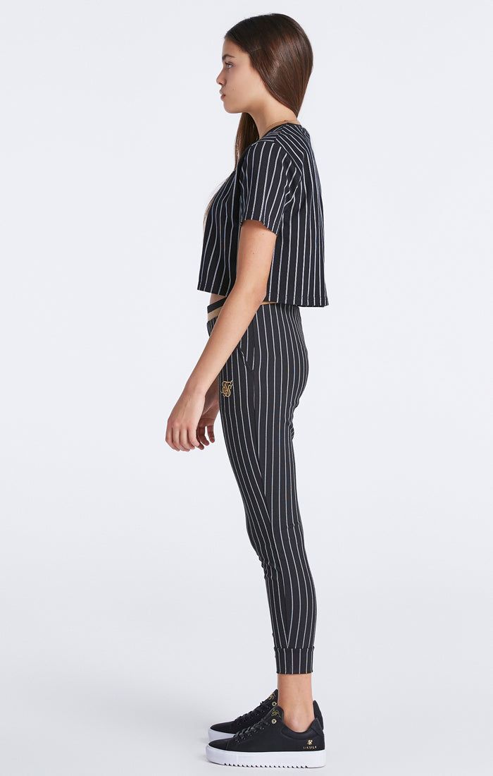 Girls Black Baseball Stripe Cropped T-Shirt sold by Siksilk product image thumbnail 6