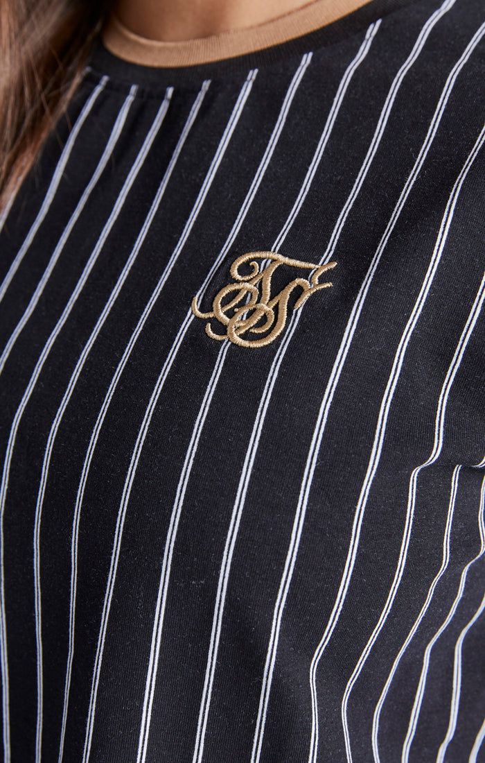 Girls Black Baseball Stripe Cropped T-Shirt sold by Siksilk product image thumbnail 3