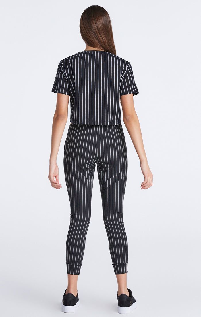 Girls Black Baseball Stripe Cropped T-Shirt sold by Siksilk product image thumbnail 7