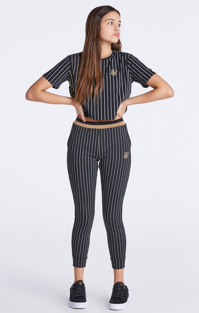Girls Black Baseball Stripe Cropped T-Shirt sold by Siksilk product image thumbnail 5