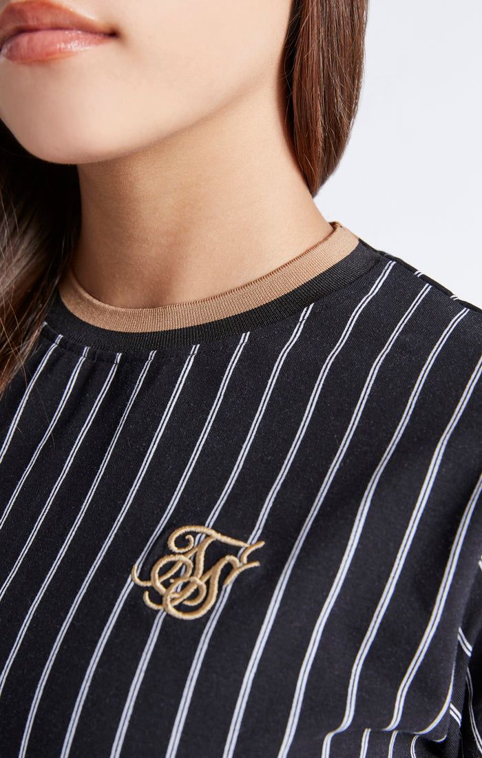 Girls Black Baseball Stripe Cropped T-Shirt sold by Siksilk product image thumbnail 2