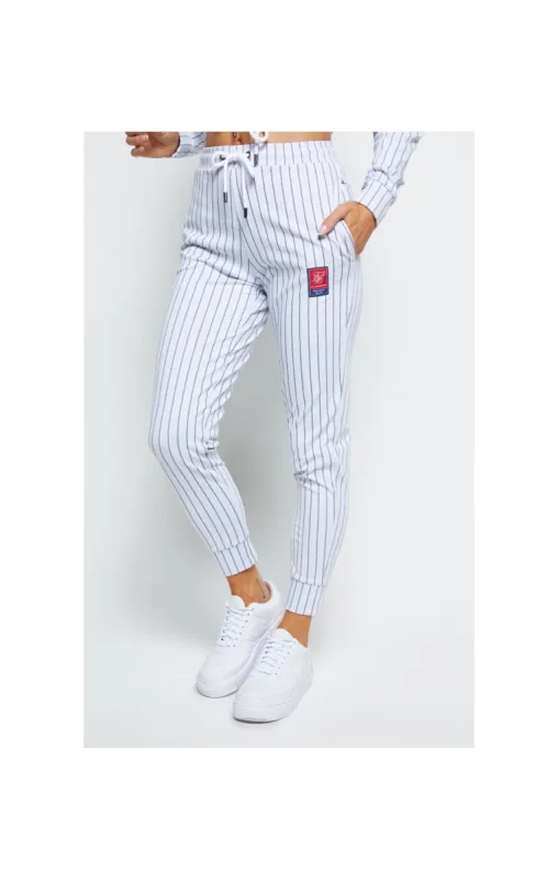 SikSilk Retro Sports Track Pants - White & Black sold by Siksilk