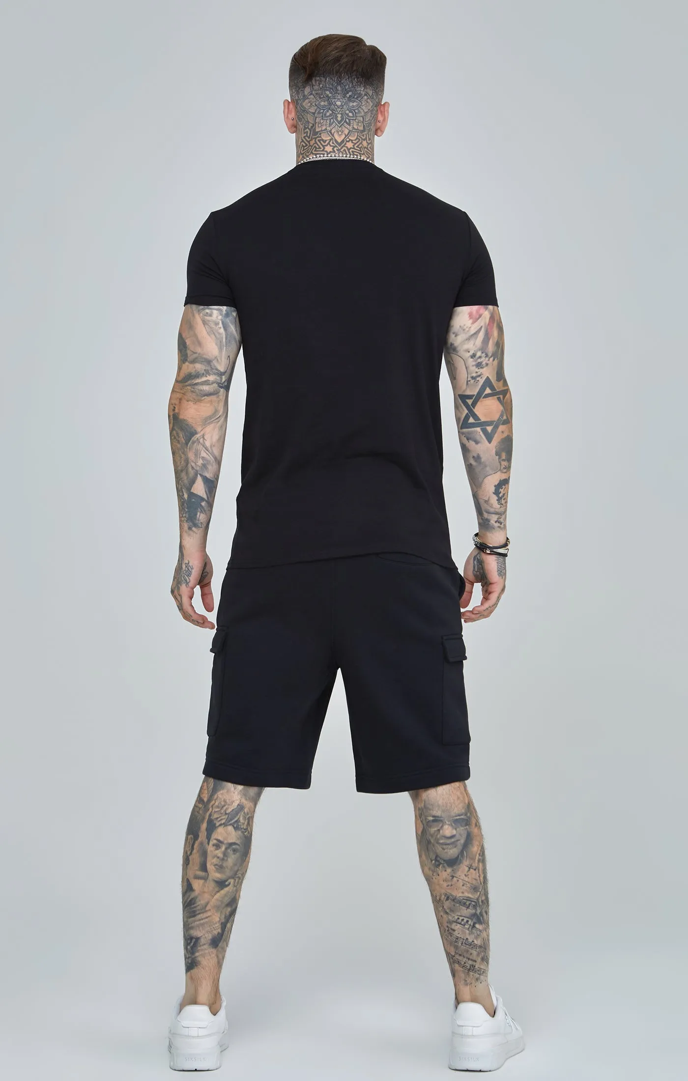 Black Essential Short Sleeve Muscle Fit T-Shirt sold by Siksilk product image thumbnail 5