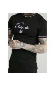 SikSilk Signature Piped Tech Tee - Black sold by Siksilk