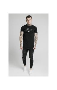 SikSilk Signature Piped Tech Tee - Black sold by Siksilk