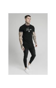 SikSilk Signature Piped Tech Tee - Black sold by Siksilk