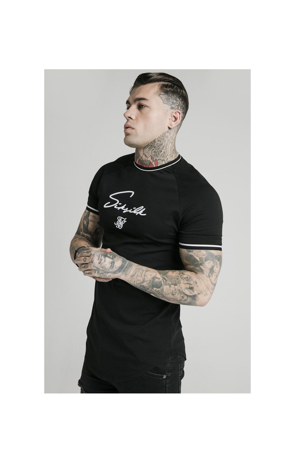 SikSilk Signature Piped Tech Tee - Black sold by Siksilk