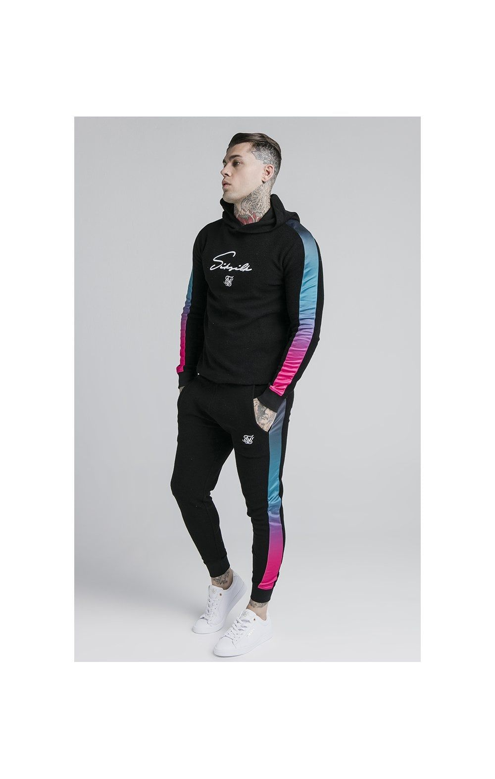 SikSilk Loop Back Fade Joggers - Black & Tri Neon sold by Siksilk product image thumbnail 4
