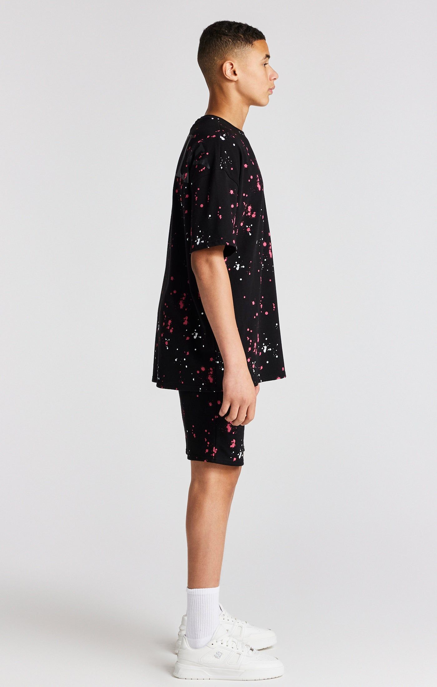 Boys Black Paint Splatter Oversized T-Shirt sold by Siksilk product image thumbnail 4