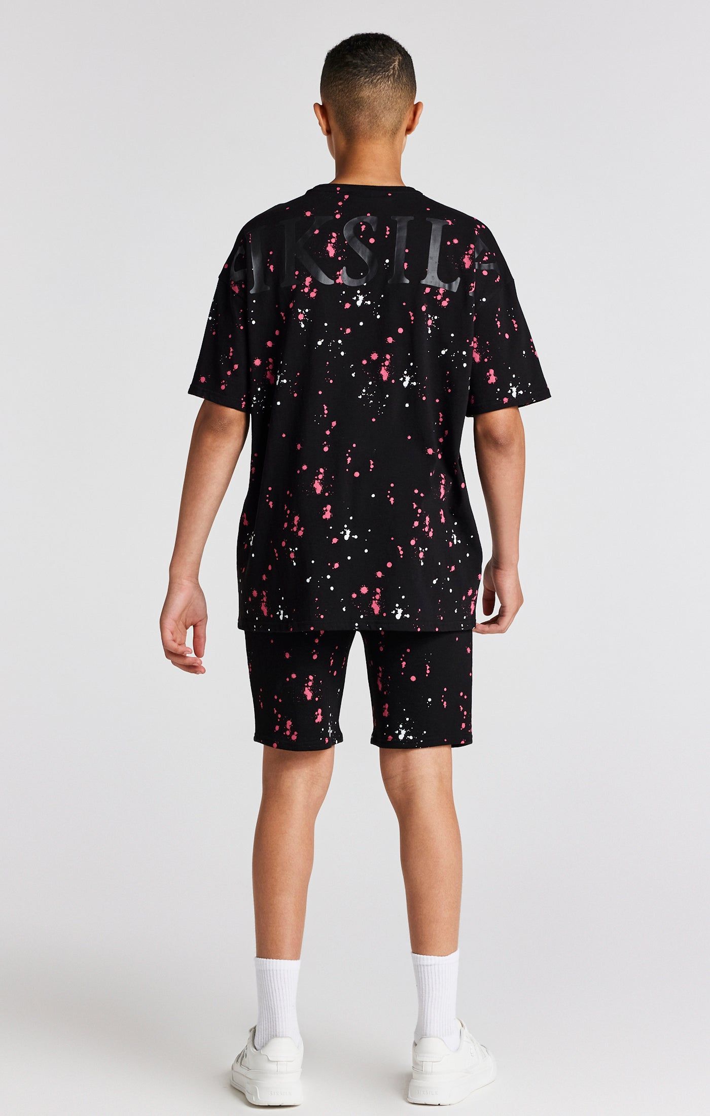 Boys Black Paint Splatter Oversized T-Shirt sold by Siksilk product image thumbnail 5