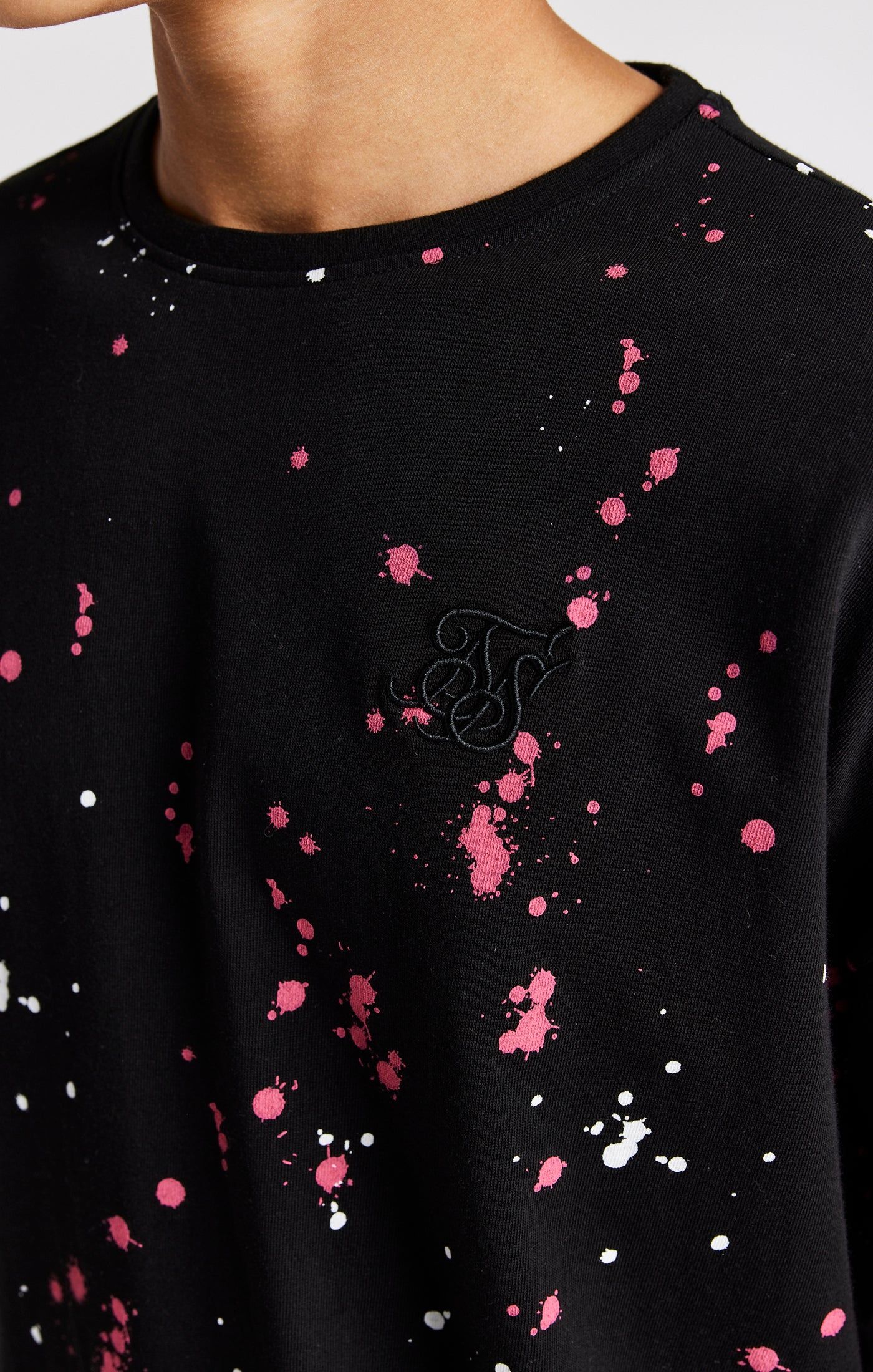 Boys Black Paint Splatter Oversized T-Shirt sold by Siksilk product image thumbnail 2