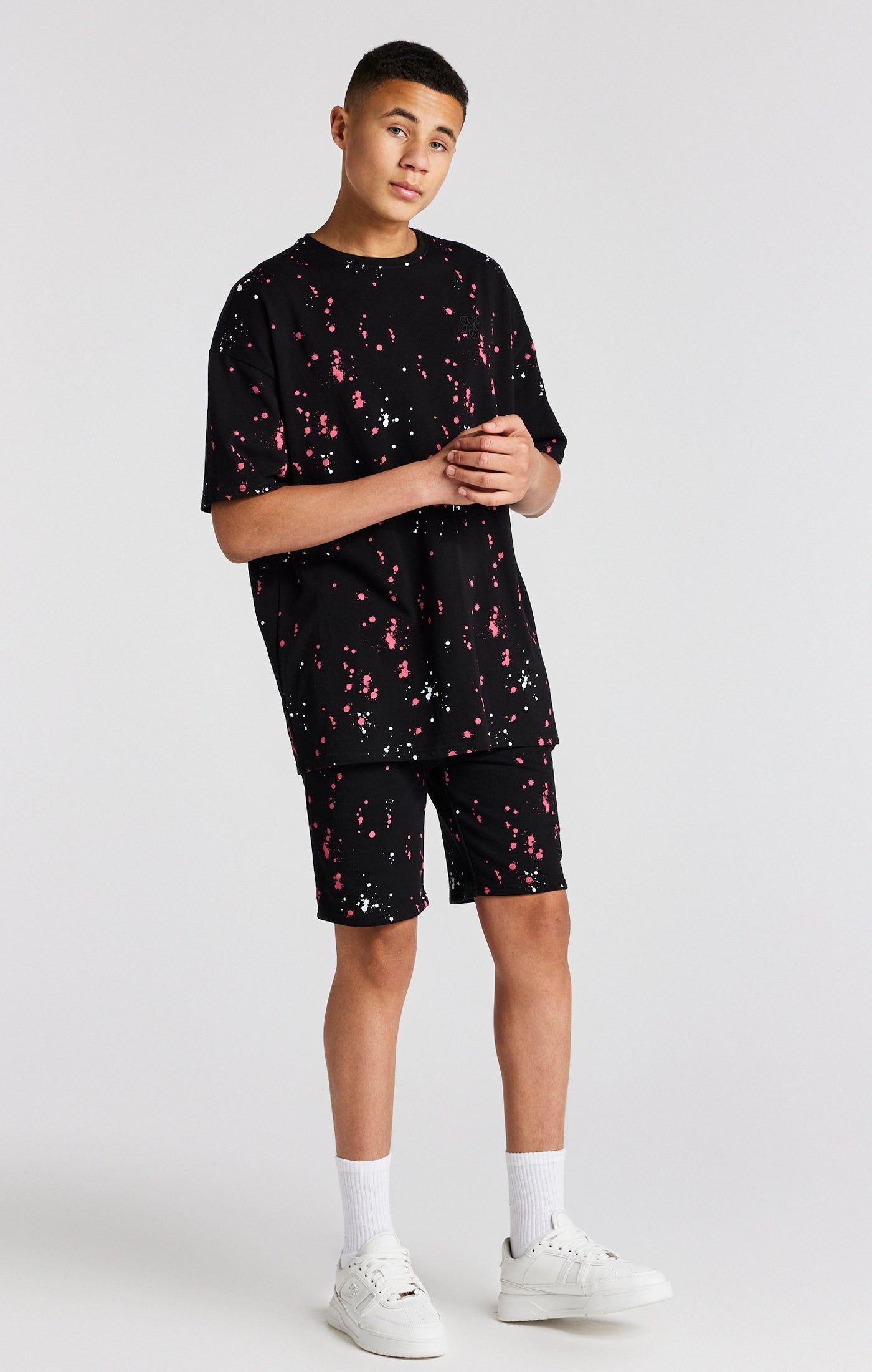 Boys Black Paint Splatter Oversized T-Shirt sold by Siksilk product image thumbnail 3