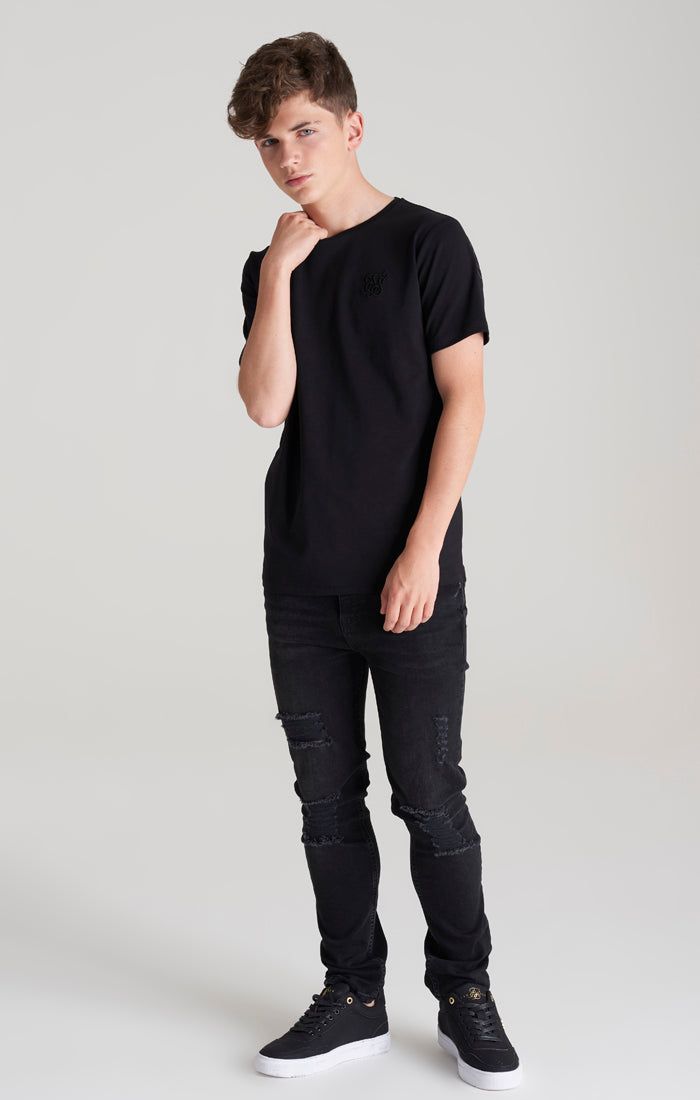 Boys Black Branded T-Shirt sold by Siksilk product image thumbnail 4