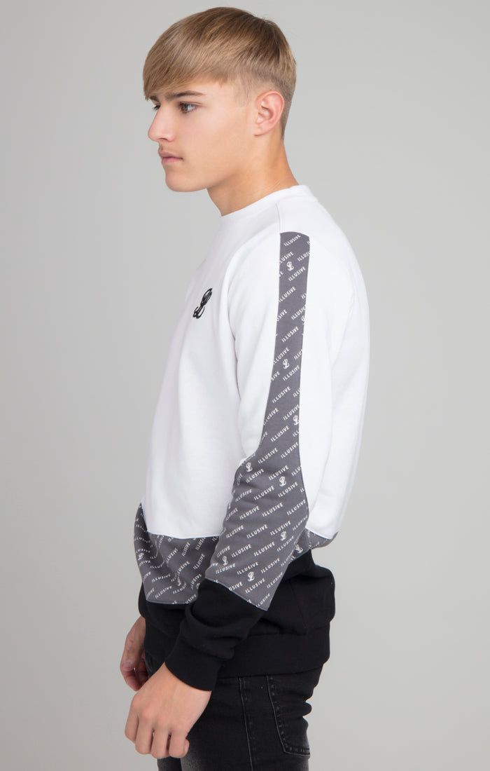 Boys Illusive White Panelled Sweatshirt sold by Siksilk