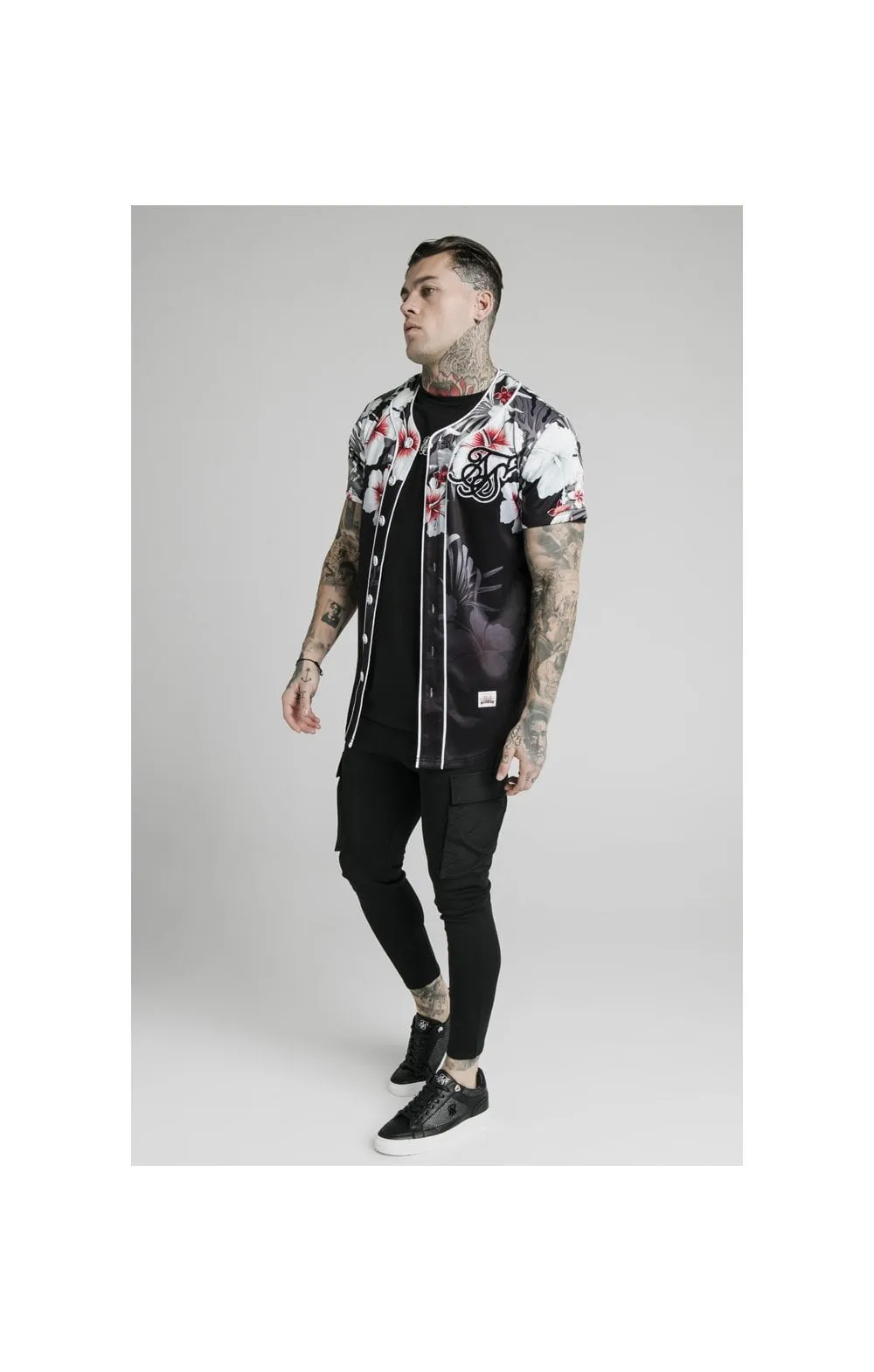 SikSilk Floral Baseball Jersey - Black sold by Siksilk product image thumbnail 4
