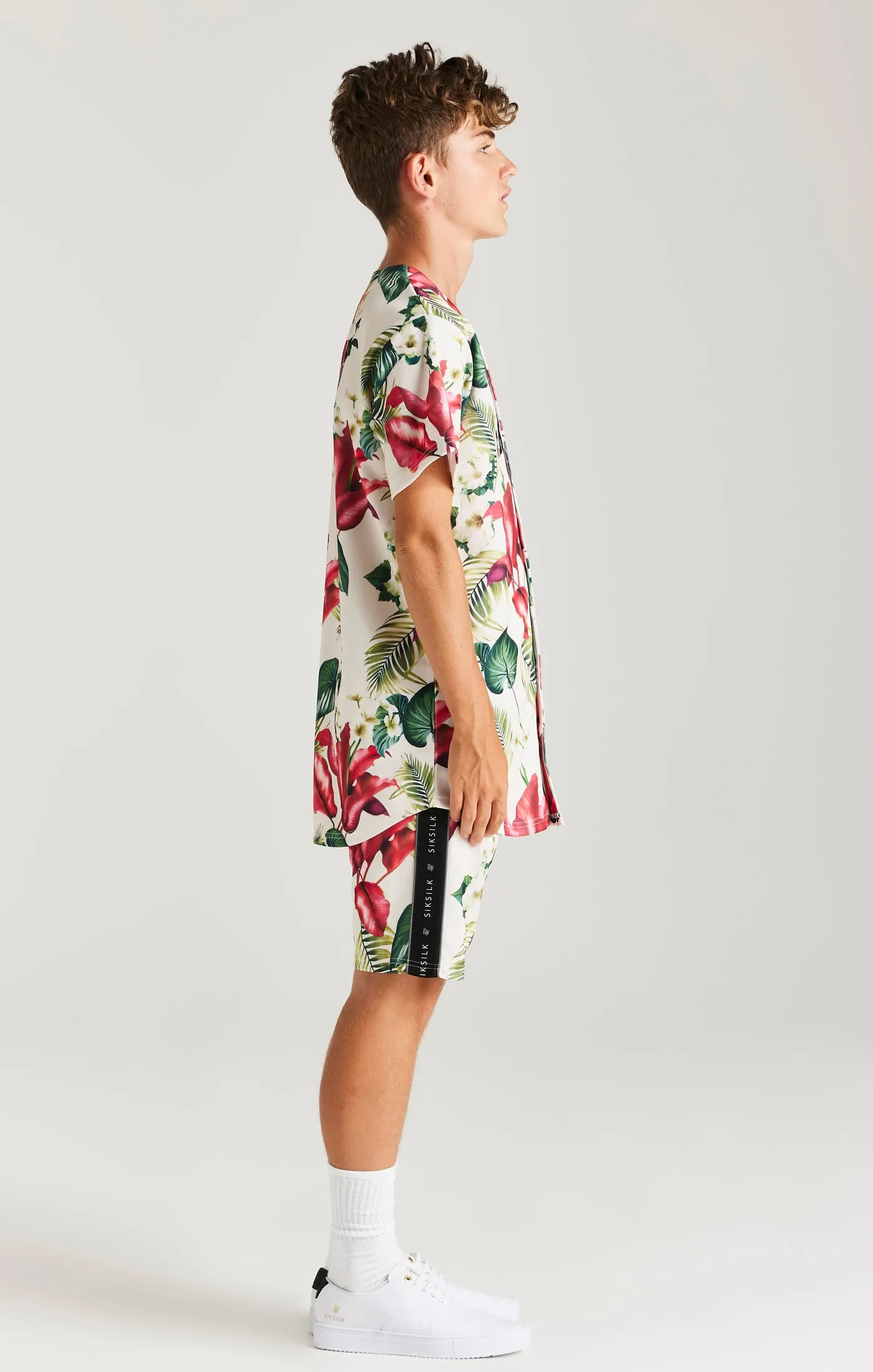 SikSilk Retro Tropics Baseball Jersey - Ecru sold by Siksilk product image thumbnail 3