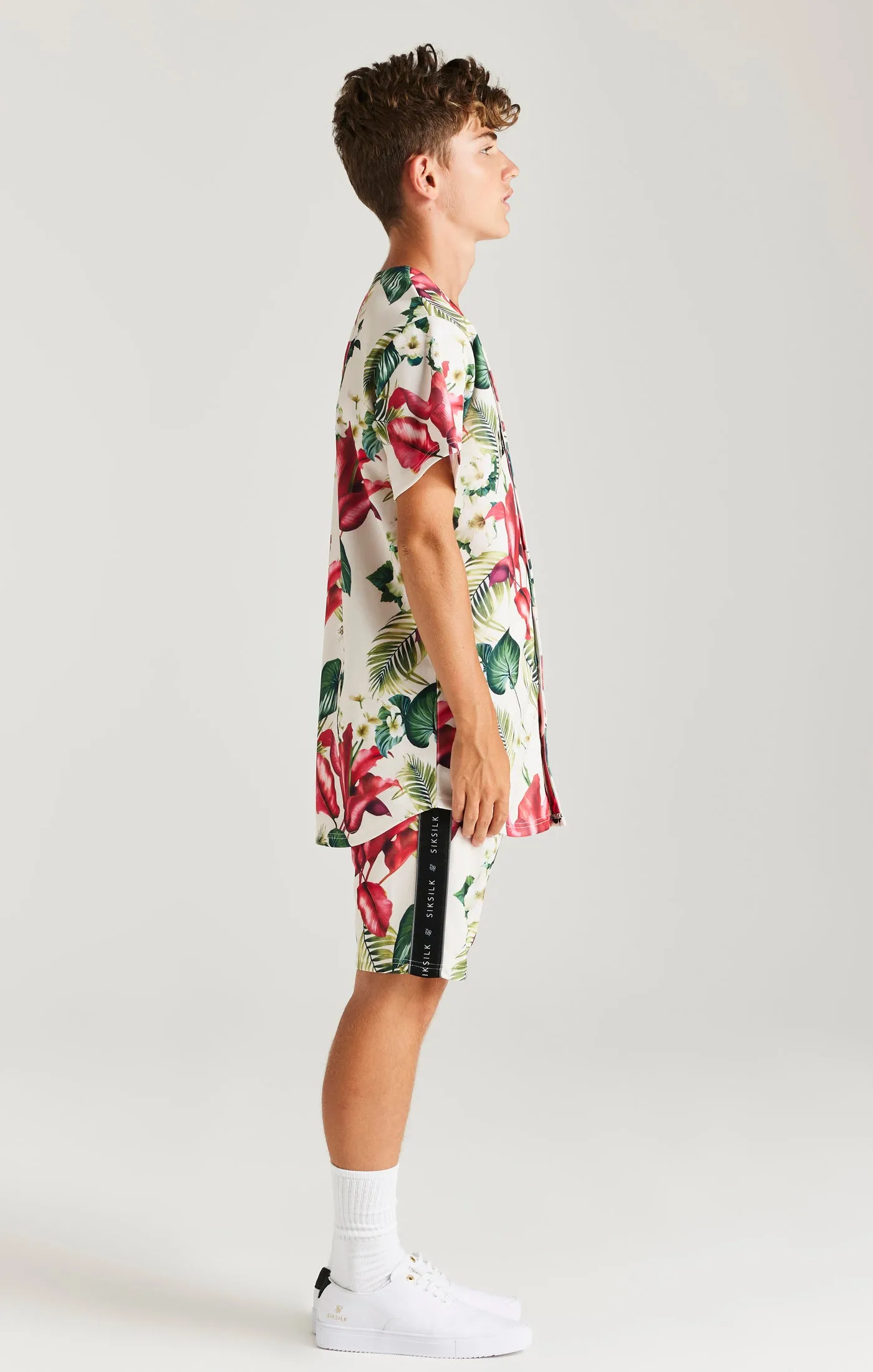 SikSilk Retro Tropics Baseball Jersey - Ecru sold by Siksilk product image thumbnail 4