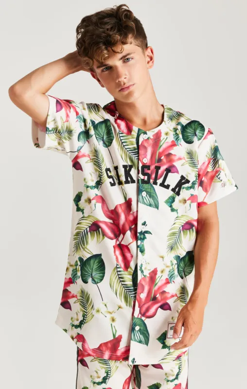 SikSilk Retro Tropics Baseball Jersey - Ecru sold by Siksilk
