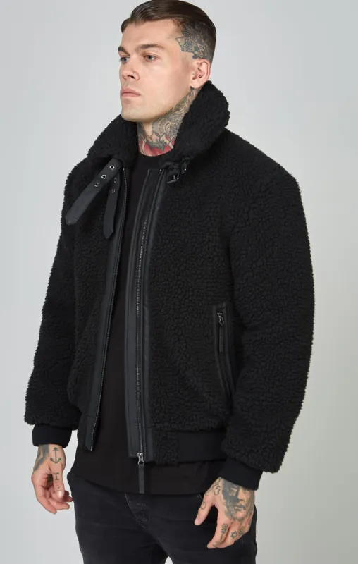 Black Sherpa Jacket sold by Siksilk