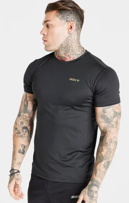 Black Sports Poly T-Shirt sold by Siksilk