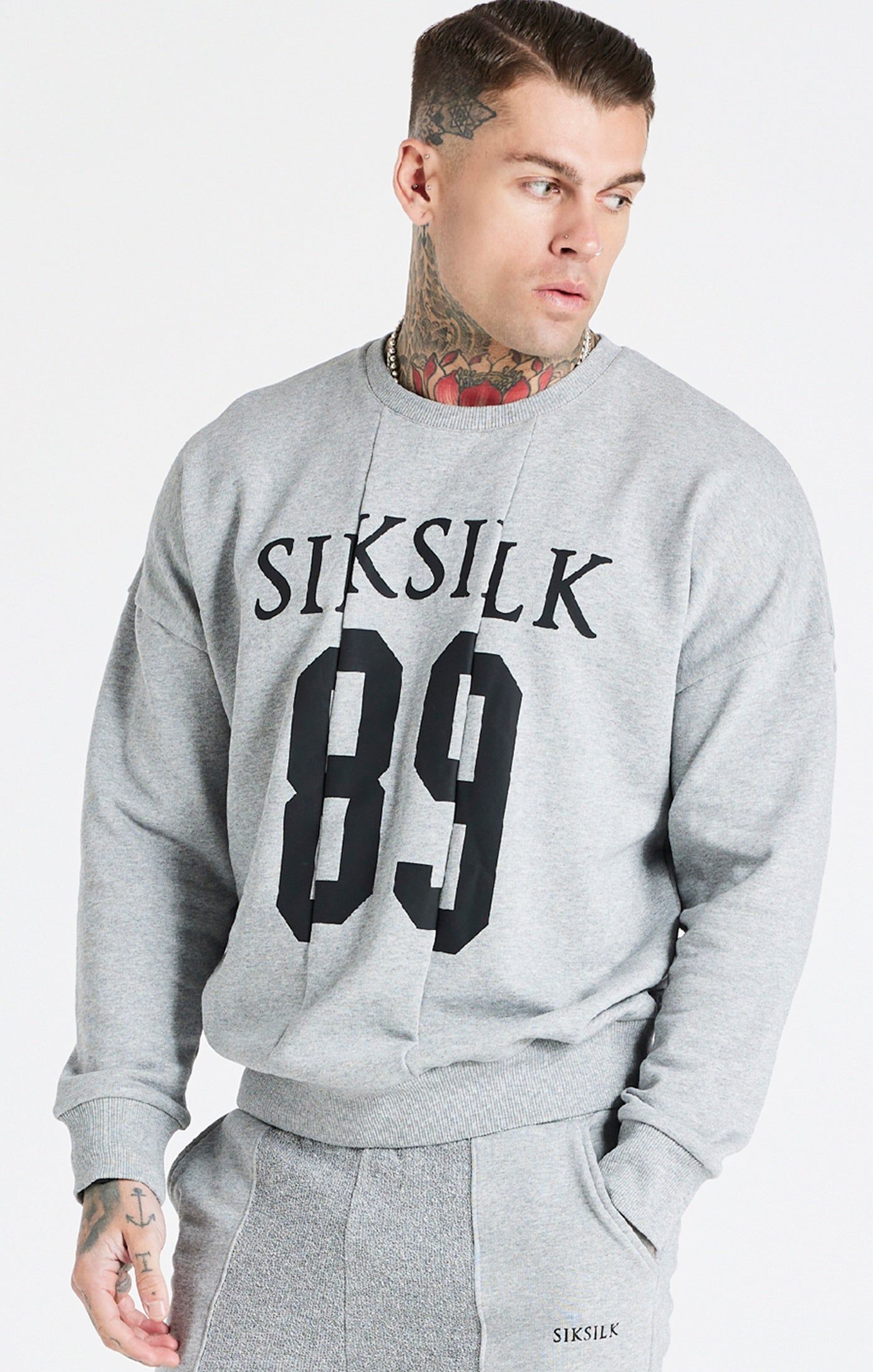 Grey Marl Logo Crew Sweatshirt sold by Siksilk