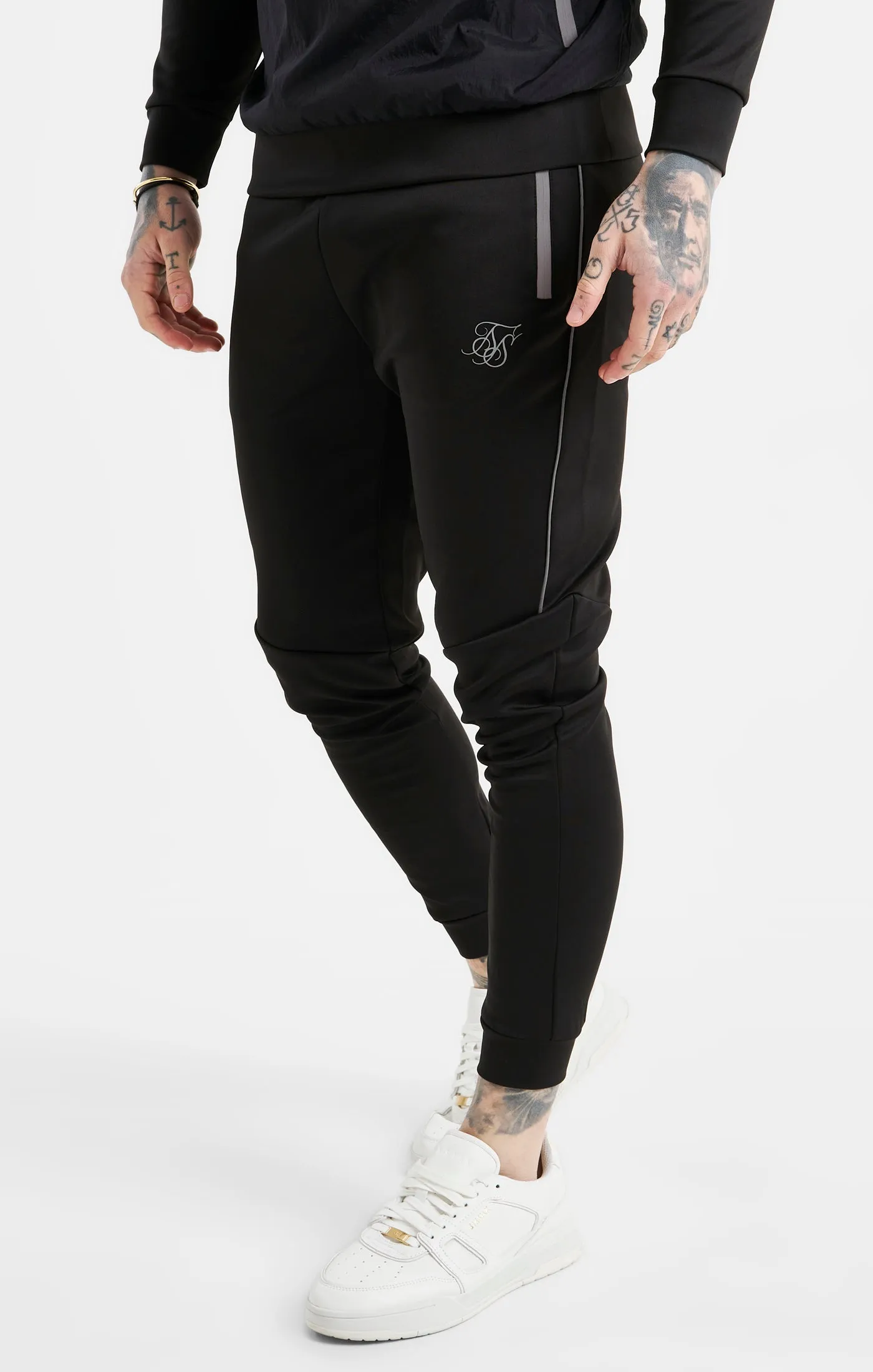 Black Panelled Jogger sold by Siksilk
