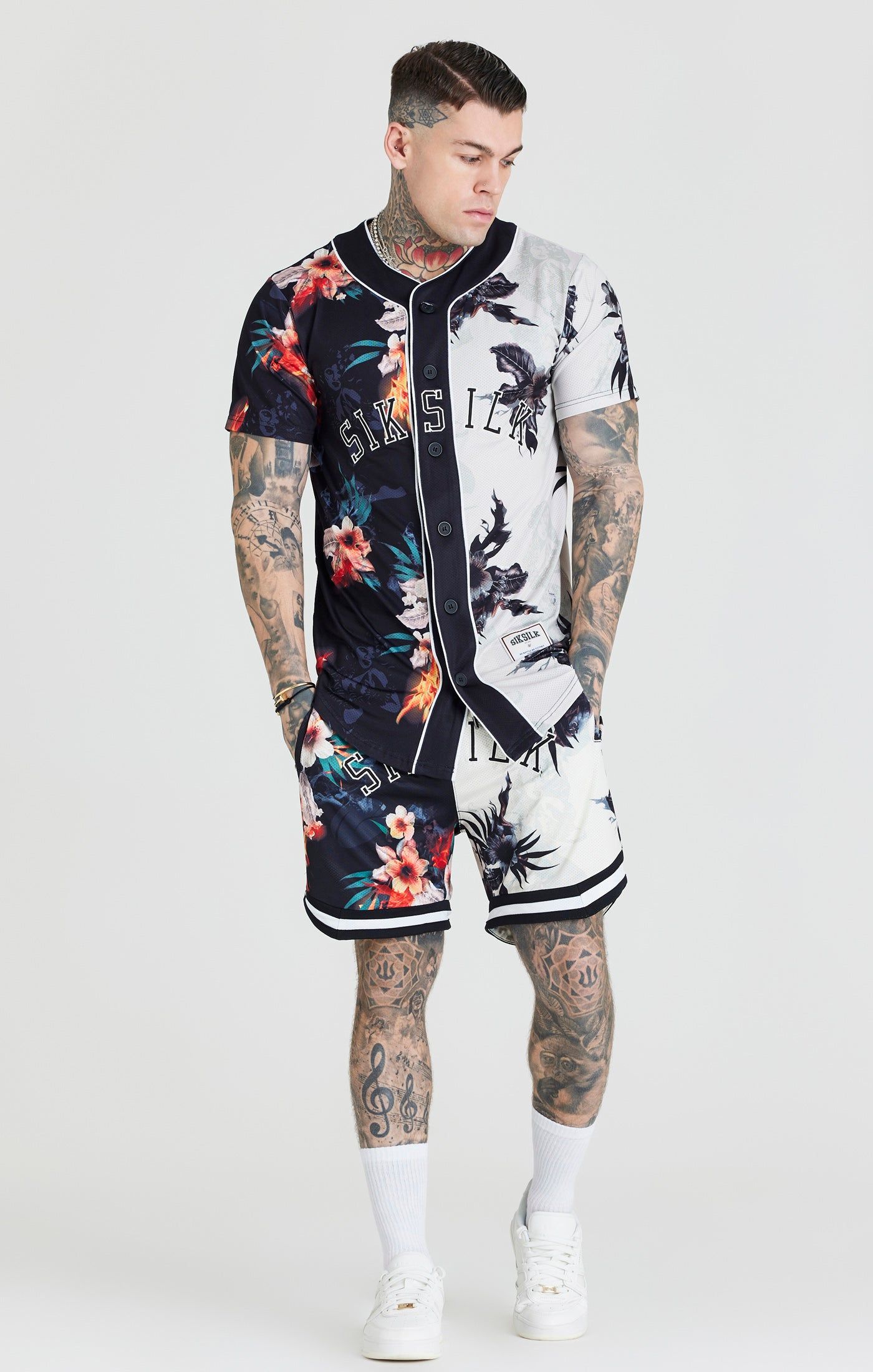 Black & Ecru Print Baseball Jersey sold by Siksilk product image thumbnail 3