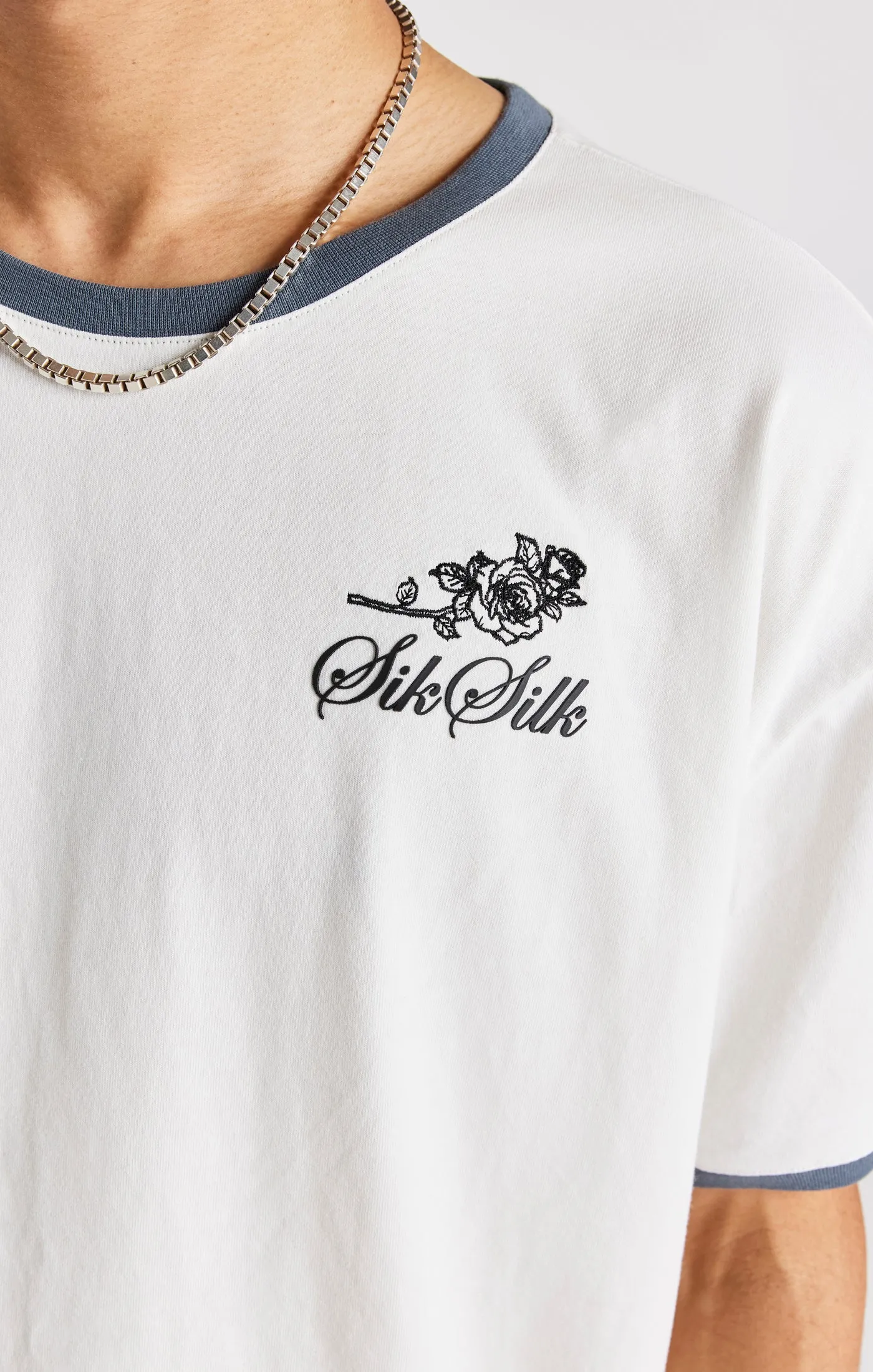 Ecru Short Sleeve Box Fit Ringer T-Shirt sold by Siksilk product image thumbnail 3