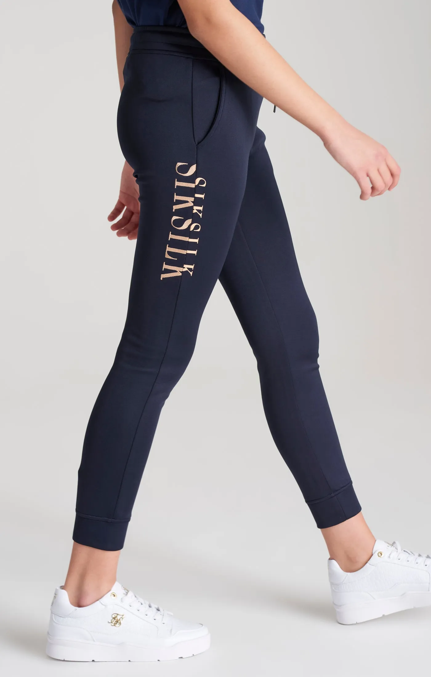 Girls Navy Logo Jogger sold by Siksilk product image thumbnail 2