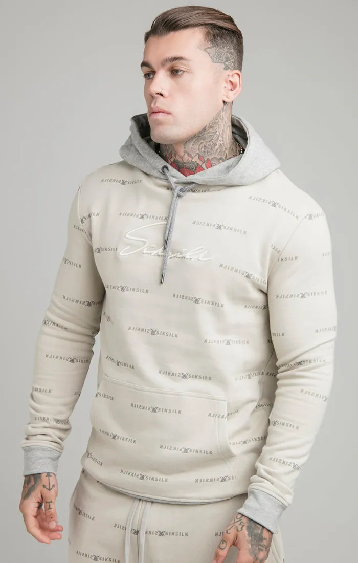 Beige Reflect Print Overhead Hoodie sold by Siksilk