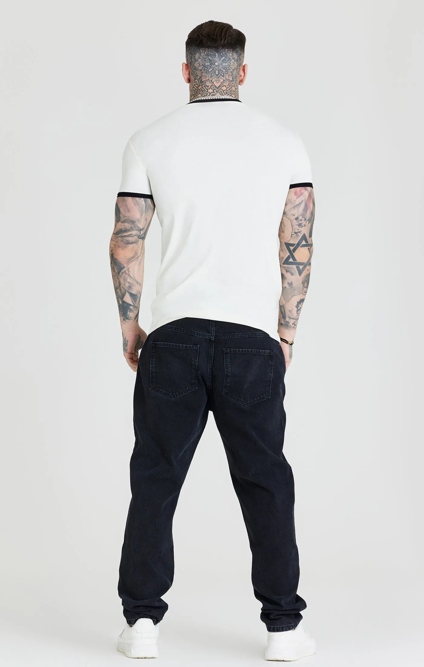 Ecru Ringer Muscle Fit T-Shirt sold by Siksilk product image thumbnail 5