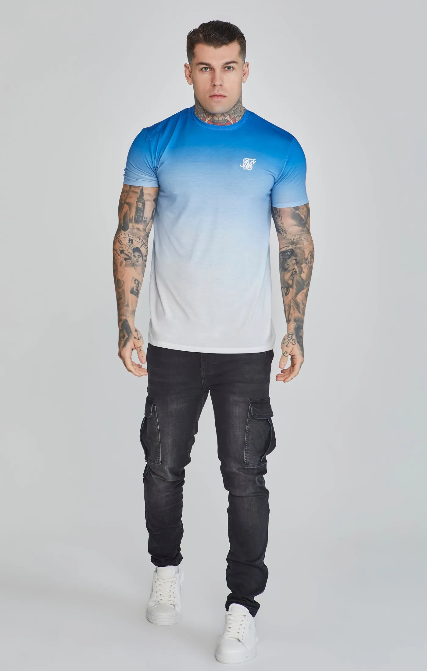 Blue White Fade T-Shirt sold by Siksilk product image thumbnail 2