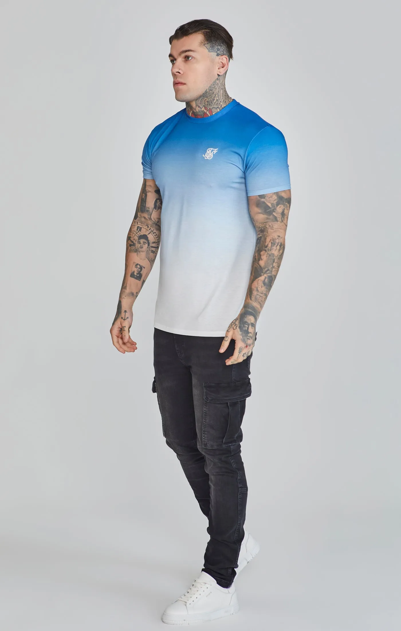 Blue White Fade T-Shirt sold by Siksilk product image thumbnail 4