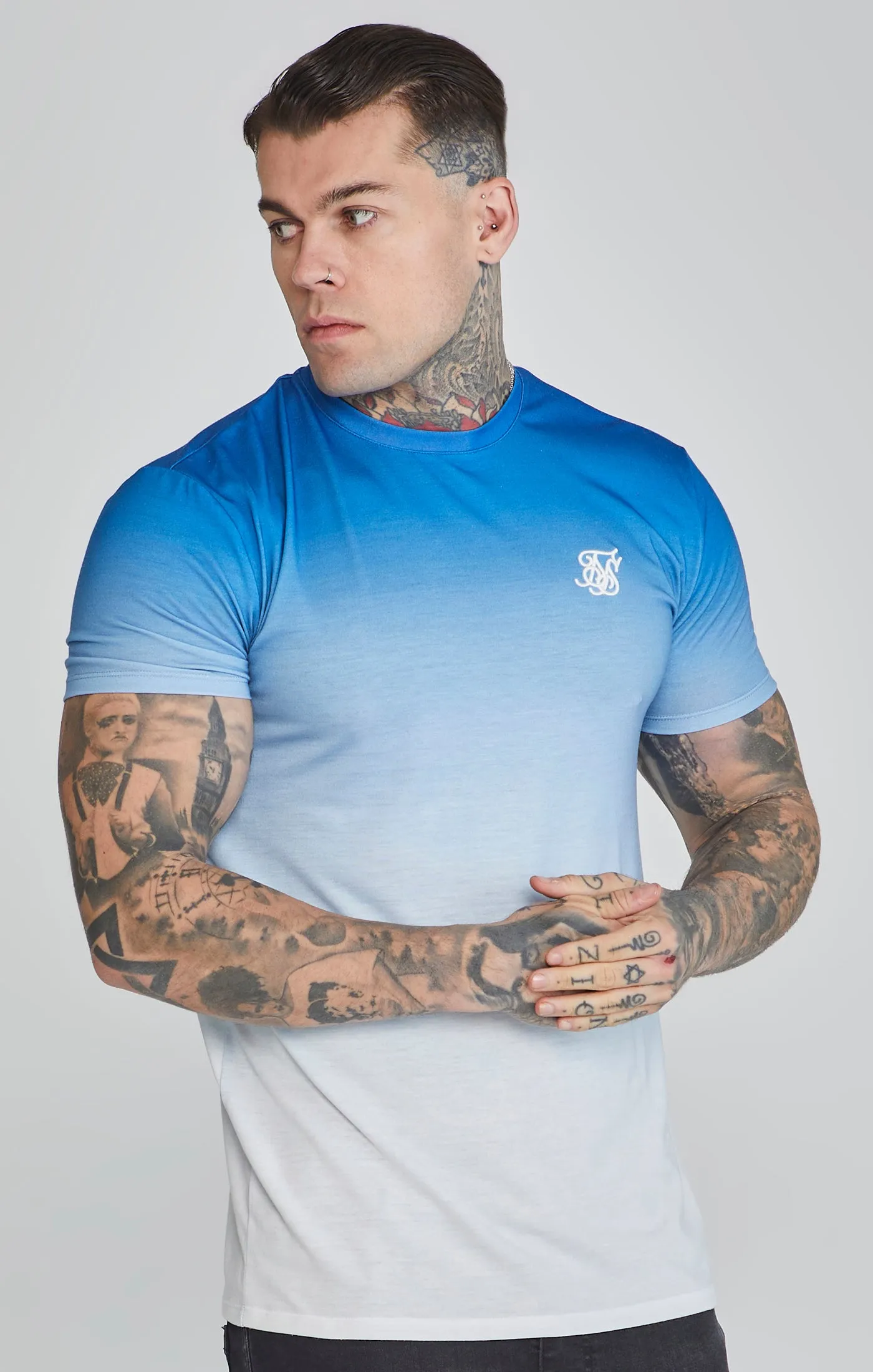 Blue White Fade T-Shirt sold by Siksilk