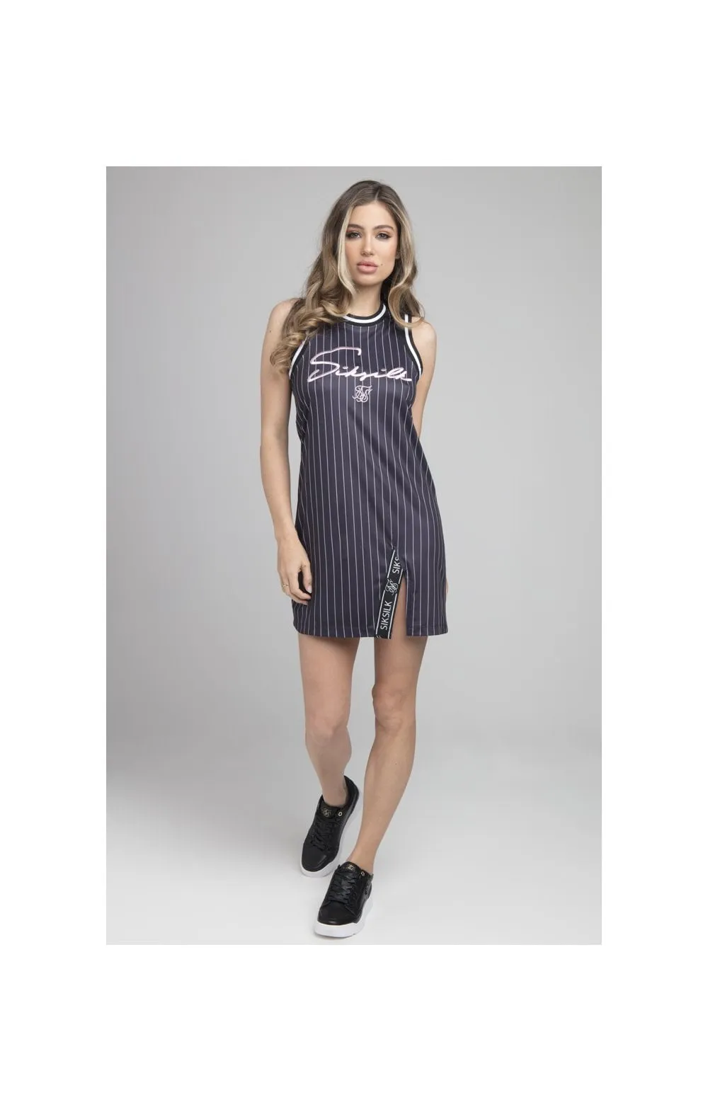 SikSilk Baseball Stripe Slit Dress - Black & White sold by Siksilk product image thumbnail 5