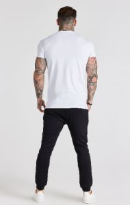 White Embroidered Muscle Fit T-Shirt sold by Siksilk