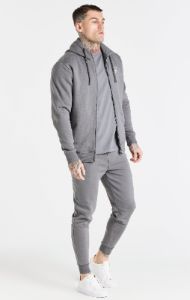 Grey Essential Zip Through Funnel Neck Hoodie sold by Siksilk