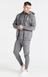 Grey Essential Zip Through Funnel Neck Hoodie sold by Siksilk