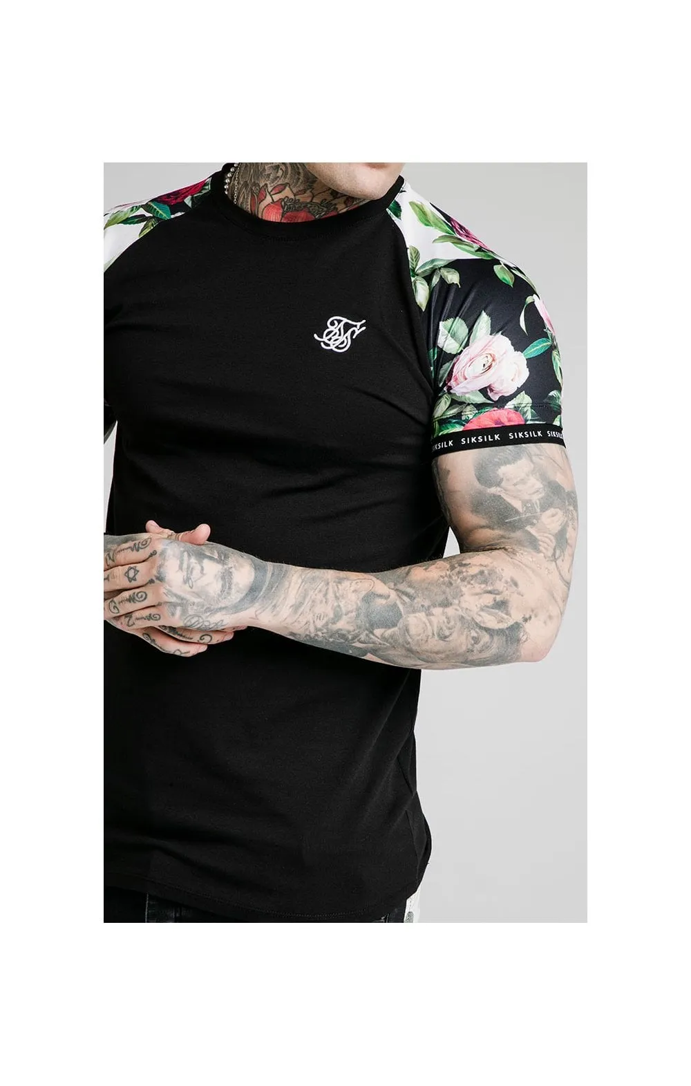 SikSilk S/S Floral Pixel Inset Tech Tee - Black & Floral Pixel sold by Siksilk product image thumbnail 3