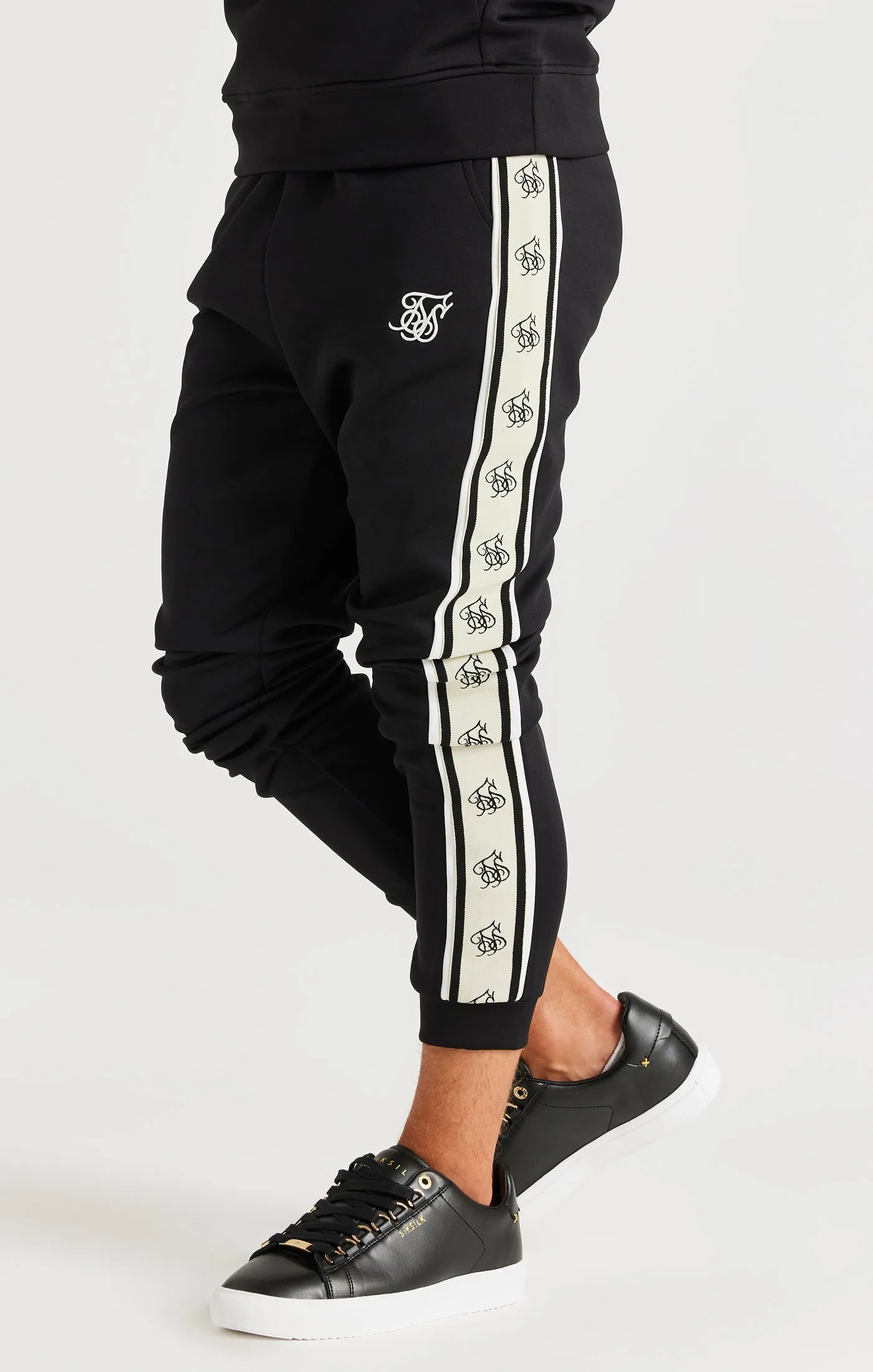 SikSilk Cali Tape Joggers - Black sold by Siksilk