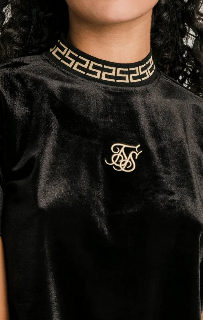Black Velour Crop T-Shirt sold by Siksilk product image thumbnail 2