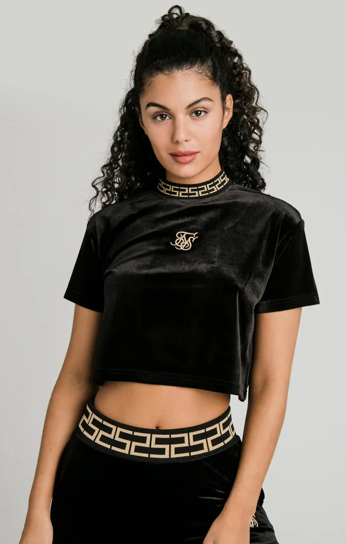 Black Velour Crop T-Shirt sold by Siksilk