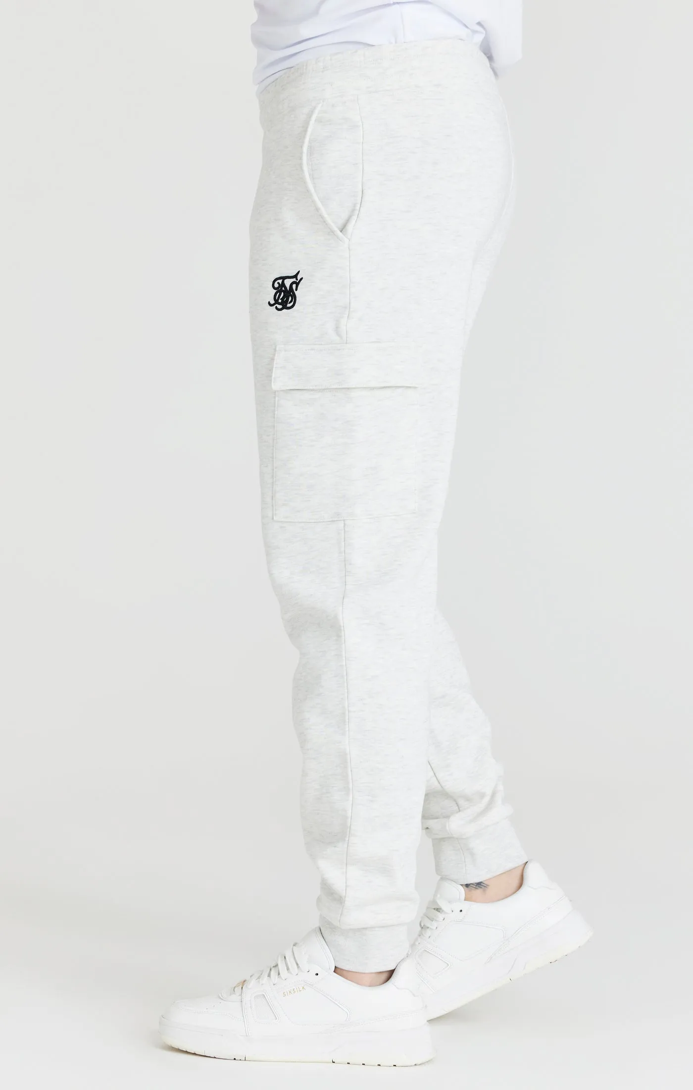 Grey Marl Fleece Cargo Jogger sold by Siksilk product image thumbnail 2