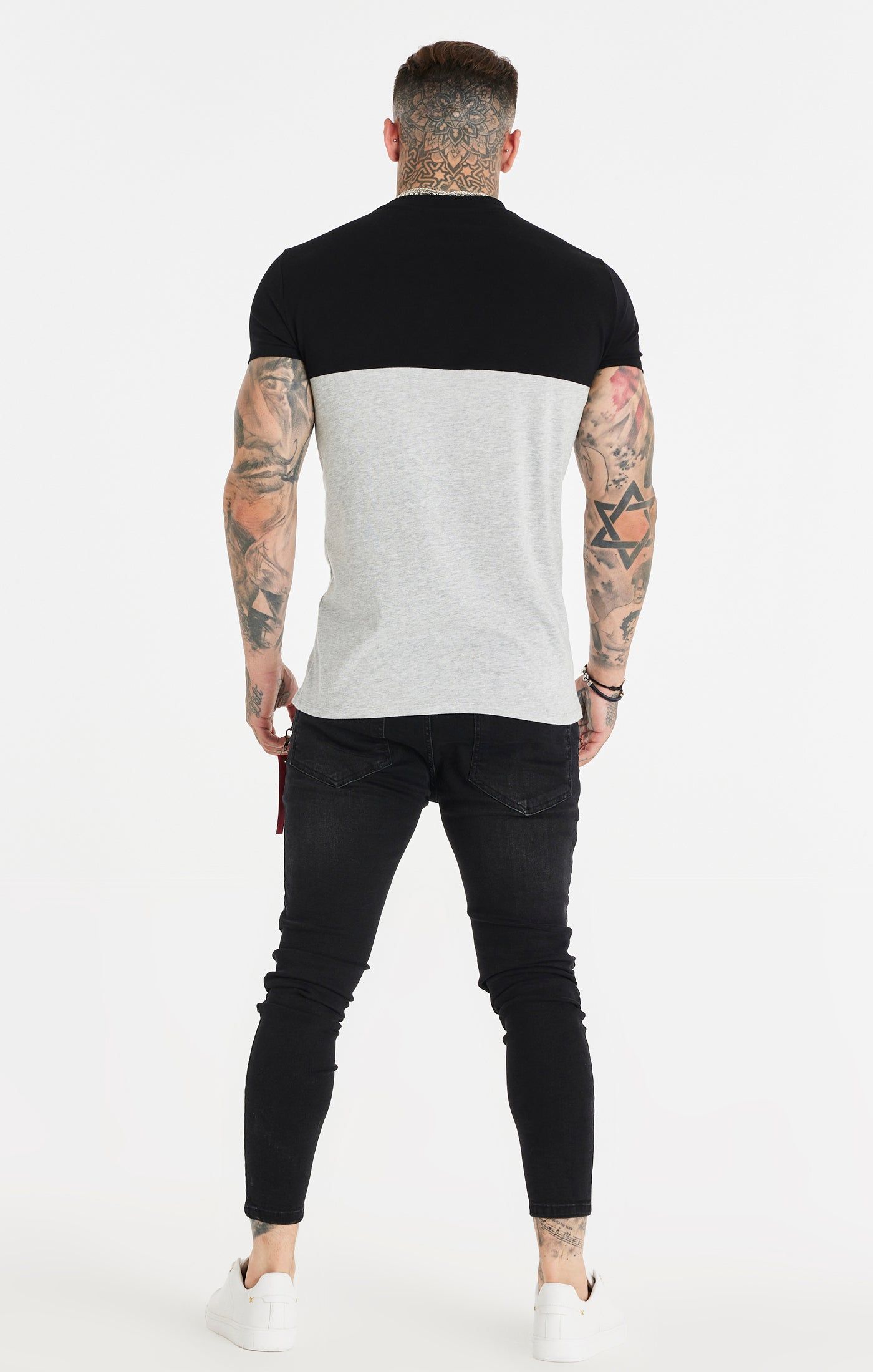 Black Cut And Sew Muscle Fit T-Shirt sold by Siksilk product image thumbnail 5