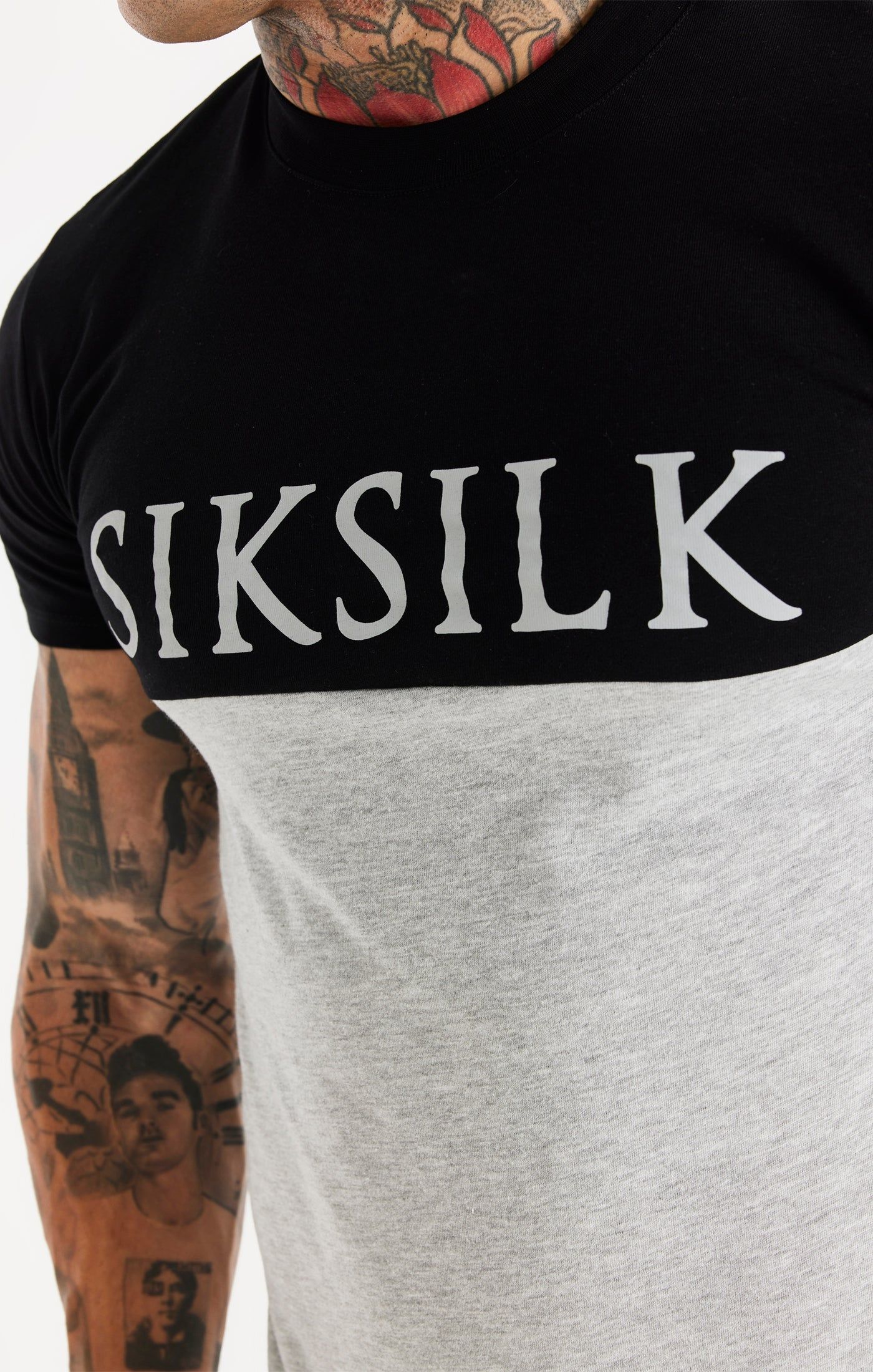 Black Cut And Sew Muscle Fit T-Shirt sold by Siksilk product image thumbnail 2
