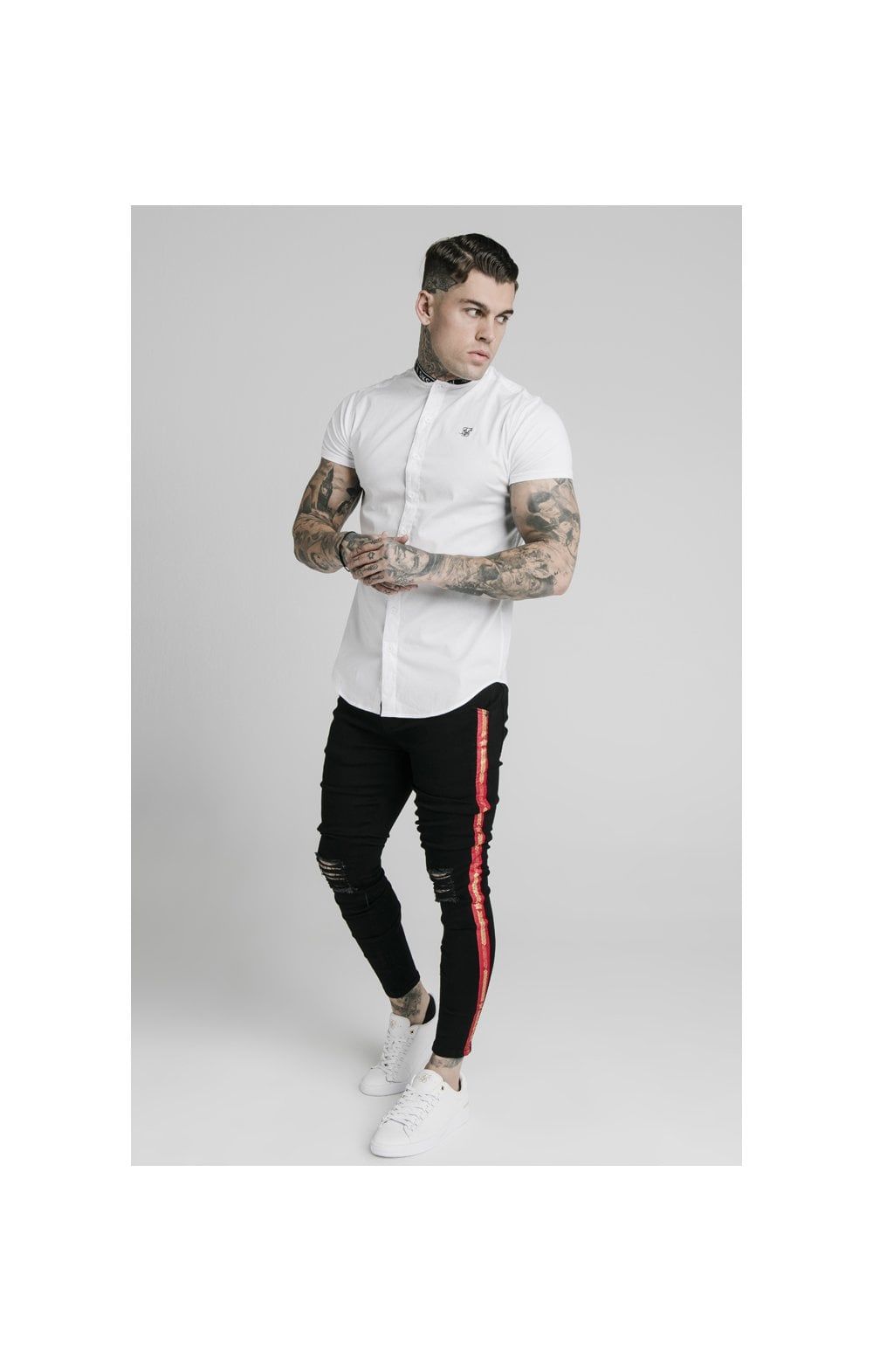 SikSilk S/S Tape Collar Shirt - White sold by Siksilk product image thumbnail 3
