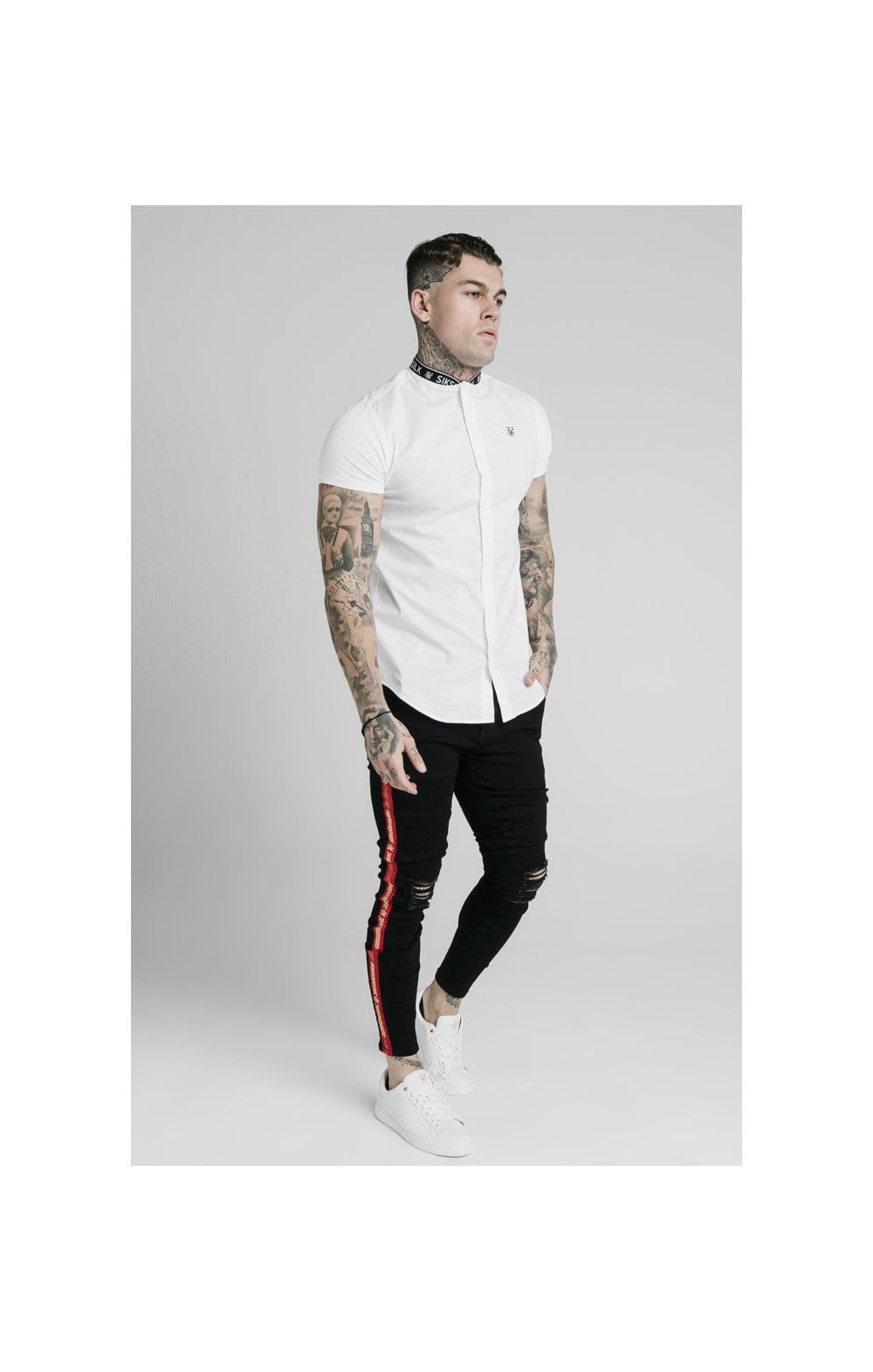 SikSilk S/S Tape Collar Shirt - White sold by Siksilk product image thumbnail 4