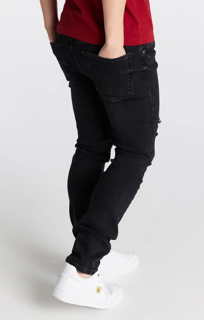 Boys Black Distressed Slim Denim Jean sold by Siksilk product image thumbnail 4